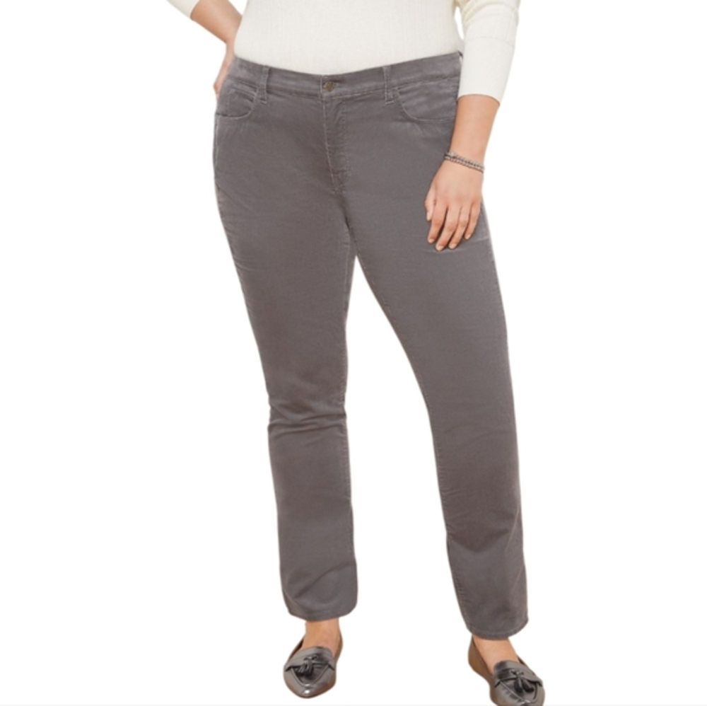 Talbots Grey Velveteen Straight Leg Casual Comfort Career Everyday Trousers 16P